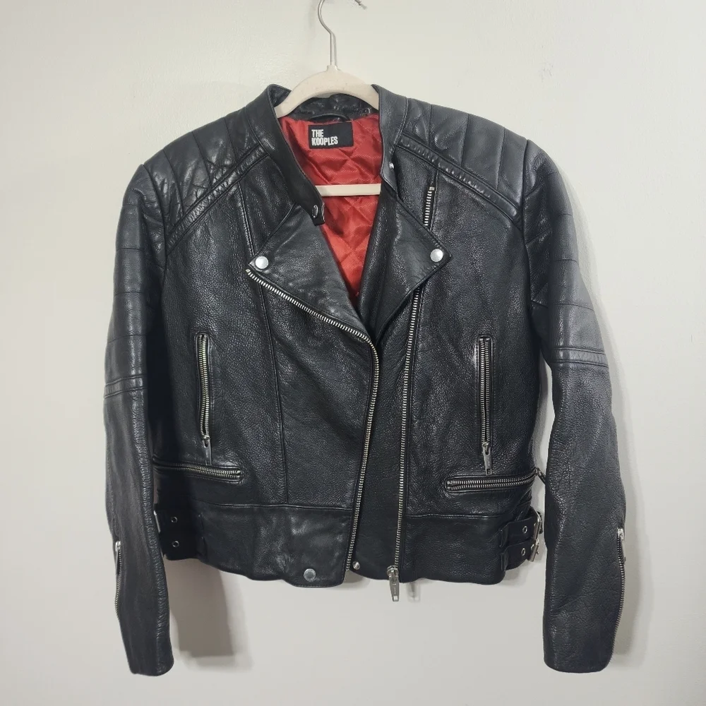 NWT | The Kooples Women's Quilted Cowhide Leather Biker Jacket